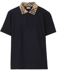 Burberry - Polo De Algodón Con Cuello A Cuadros - Lyst