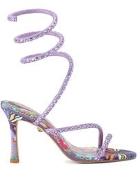 Kurt Geiger - Spiral Butterfly-Print Heeled Sandals - Lyst