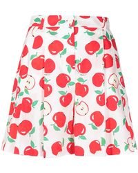 Moschino - Apple Print Pleated Shorts - Lyst