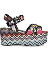 Missoni - Sandalen Met Zigzag-Patroon En Plateauzool - Lyst
