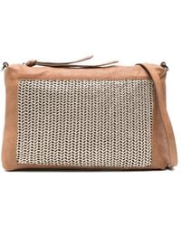 SOMMET - Leather Woven-Panel Shoulder Bag - Lyst
