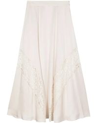 Lorena Antoniazzi - Lace-Detail Satin Midi Skirt - Lyst