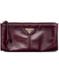 Prada - Large Logo-Plaque Leather Wallet - Lyst