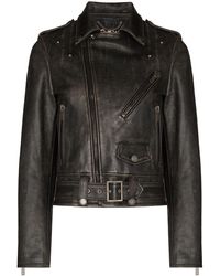 Golden Goose - Distressed-effect Leather Biker Jacket - Lyst