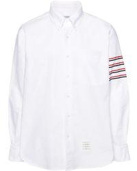 Thom Browne - Langärmeliges Hemd Mit 4-Streifen-Logo - Lyst