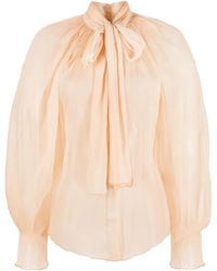Atu Body Couture - Sheer Silk Pussy-Bow Blouse - Lyst