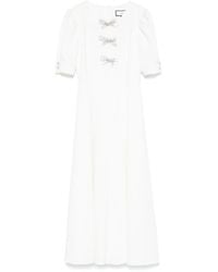 Nissa - Crystal-Bow Crepe Midi Dress - Lyst