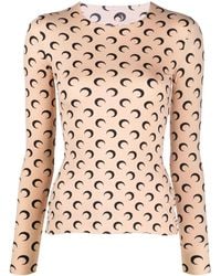 Marine Serre - Crescent Moon-print T-shirt Tan - Lyst