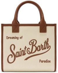 MC2 Saint Barth - Vanity Medium Canvas And Pebbled Leather Bag - Lyst
