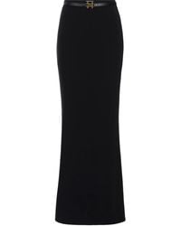 Elisabetta Franchi - Falda larga de crepé con cinturón - Lyst