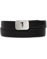 Trussardi - Logo-Plaque Pebbled Belt - Lyst