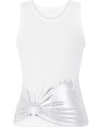 Rabanne - Canotta A Coste Con Applicazione Piercing - Lyst