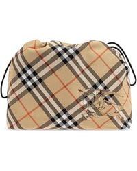 Burberry - Check-Pattern Clutch Bag - Lyst