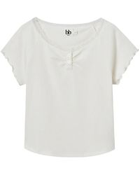 B+ AB - Lace-Trim Ribbed T-Shirt - Lyst