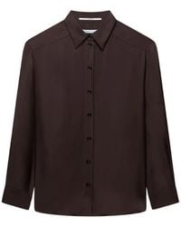Another Tomorrow - Pleat-Back Silk Shirt - Lyst