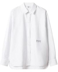 Maison Kitsuné - Vertical-Stripe Logo-Print Shirt Jacket - Lyst