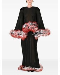 ROWEN ROSE - Feather-Trim Cape-Sleeve Maxi Dress - Lyst