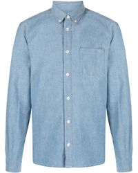 A.P.C. - Washed Denim Classic Collar Shirt - Lyst