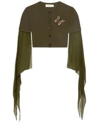 Blumarine - Butterfly-Appliqué Long-Sleeve Crop Top - Lyst