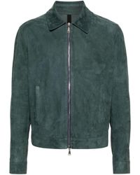 Tagliatore - Straight-point Collar Leather Bomber Jacket - Lyst