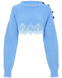 Chloé - Jersey Con Ribete De Encaje Y Botón En El Hombro - Lyst
