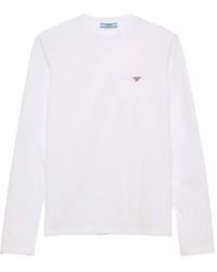 Prada - T-Shirt En Jersey À Manches Longues - Lyst