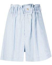 ..,merci Pinstripe Paperbag-waist Shorts - Blue