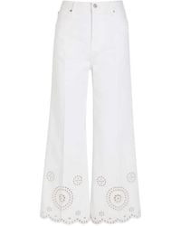 FRAME - Eyelet Broderie-Anglaise Flare Trousers - Lyst