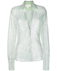 Genny - Metallic-Effect Long-Sleeve Shirt - Lyst