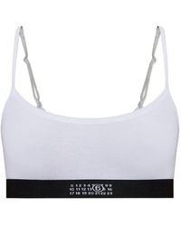 MM6 by Maison Margiela - Logo-Print Elasticated Bra - Lyst