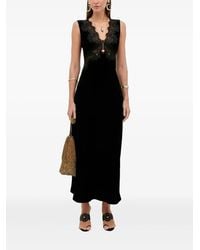 RIXO London - Lysandra Lace-Trim Velvet Midi Dress - Lyst