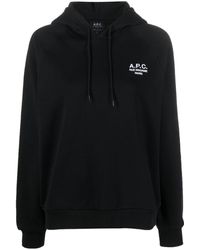A.P.C. - Logo-embroidered Cotton Hoodie - Lyst