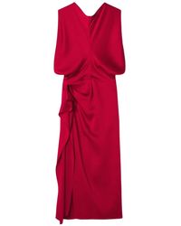 Lanvin - Ruffled Draped Midi Dress - Lyst