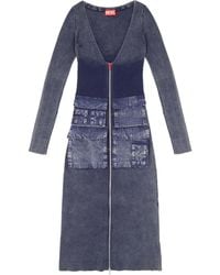 DIESEL - Ribbed Zip-Front Pocketed Day Dress - Lyst