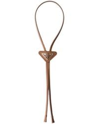 Prada - Saffiano-Leather Triangle-Logo Tie - Lyst