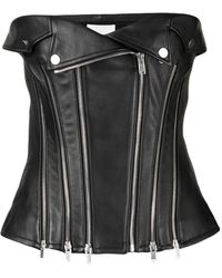 Dion Lee - Biker Zipped Leather Corset Top - Lyst