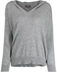 N.Peal Cashmere - V-neck Fine-knit Hooded Top - Lyst
