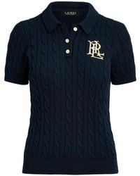 Ralph Lauren - Cable-Knit Logo-Embroidered Polo Shirt - Lyst