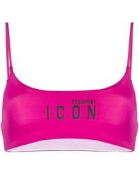 DSquared² - Top De Bikini Con Logo Estampado - Lyst