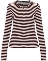 Munthe - Striped Buttoned Long-Sleeved T-Shirt - Lyst