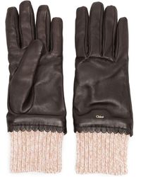 Chloé - Jamie Logo-lettering Leather Gloves - Lyst