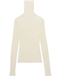 Ami Paris - Geribbelde Top Met Col - Lyst