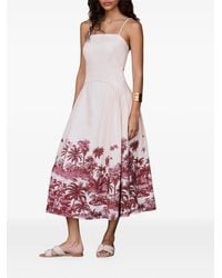 Mint Velvet - Palm Tree-Print Pleated Midi Dress - Lyst