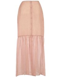 Kristina Ti - Striped Button-Front Midi Skirt - Lyst
