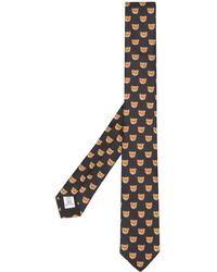 Moschino Corbata con estampado de osos - Negro