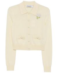 Self-Portrait - Floral-Embroidered Button-Up Cardigan - Lyst