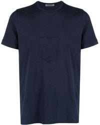 Corneliani - T-shirt en coton stretch à logo brodé - Lyst