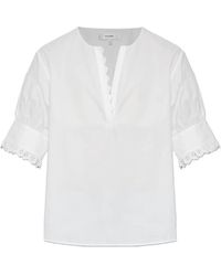 FRAME - Broderie-Anglaise Puff-Sleeve Top - Lyst