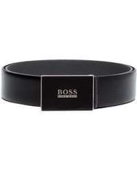 BOSS Gürtel mit Logo-Schild - Schwarz