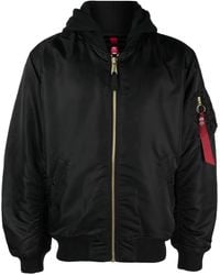 Alpha Industries - Hooded Padded Bomber Jacket - Lyst